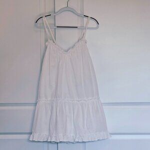 White Billowy Sundress with Straps that Cross in Back, Fully Lined, with Pockets